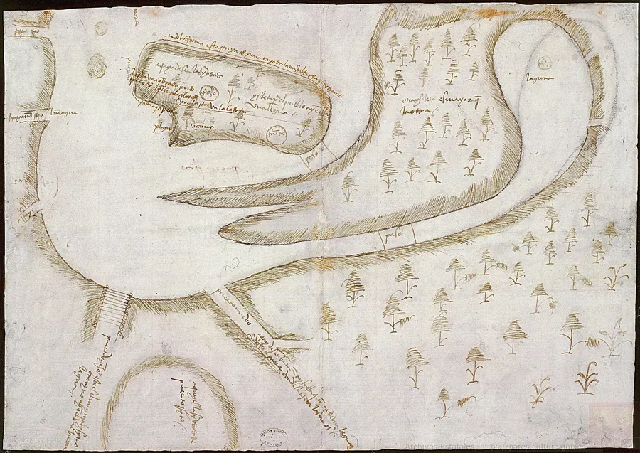 A sketch of San Juan Bay in Puerto Rico drawn by Rodrigo de Figueroa in 1519.