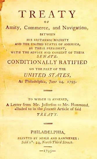 A pamphlet printing the text of Jay's Treaty, Philadelphia, 1795.