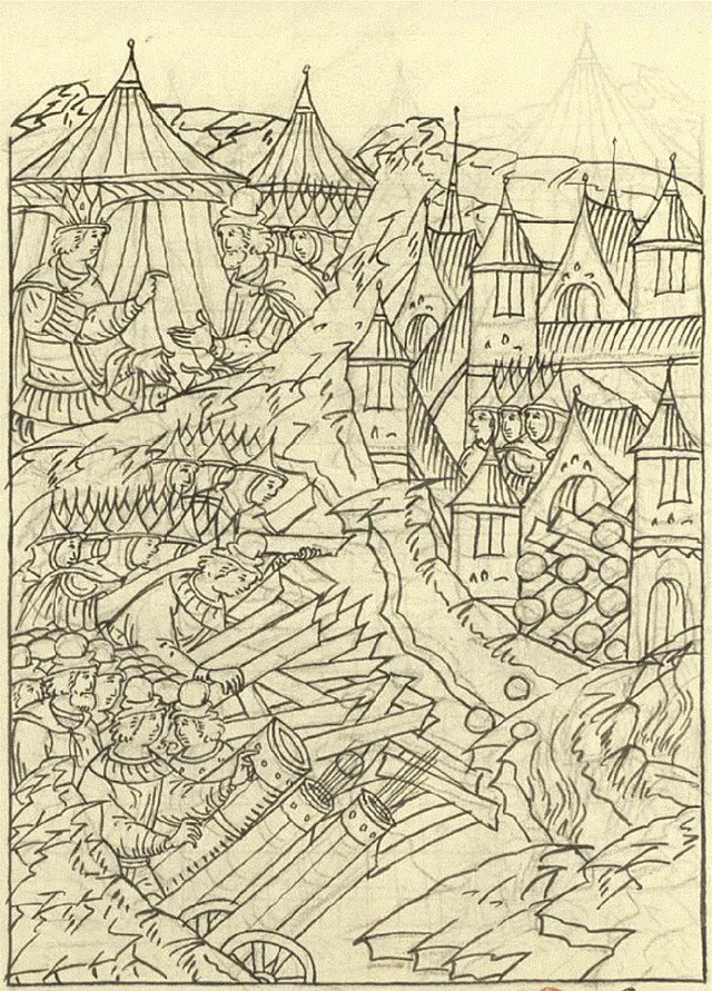 The capture of Kazan in a 16th-century illustrated chronicle made for Ivan the Terrible.