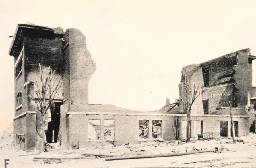 The Baptist church at Murphysboro, Illinois, wrecked by the Tri-State Tornado in 1925.