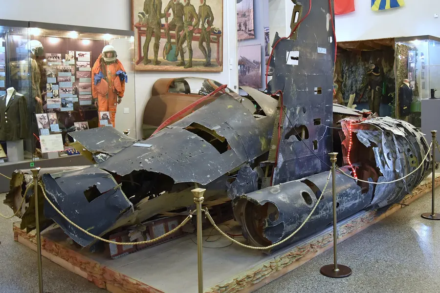 Wreckage of Powers's U-2 on display at a military museum in Moscow.