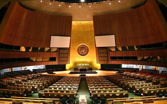 The hall of the United Nations General Assembly in New York, which declared 12 August International Youth Day