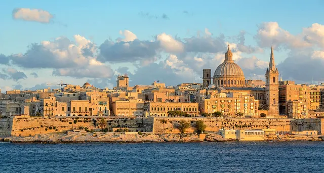 Valletta, the capital of Malta, from across the Grand Harbour.