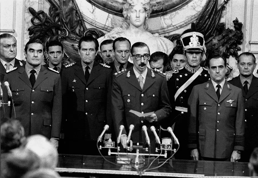 General Jorge Rafael Videla is sworn in as president of Argentina, 29 March 1976.