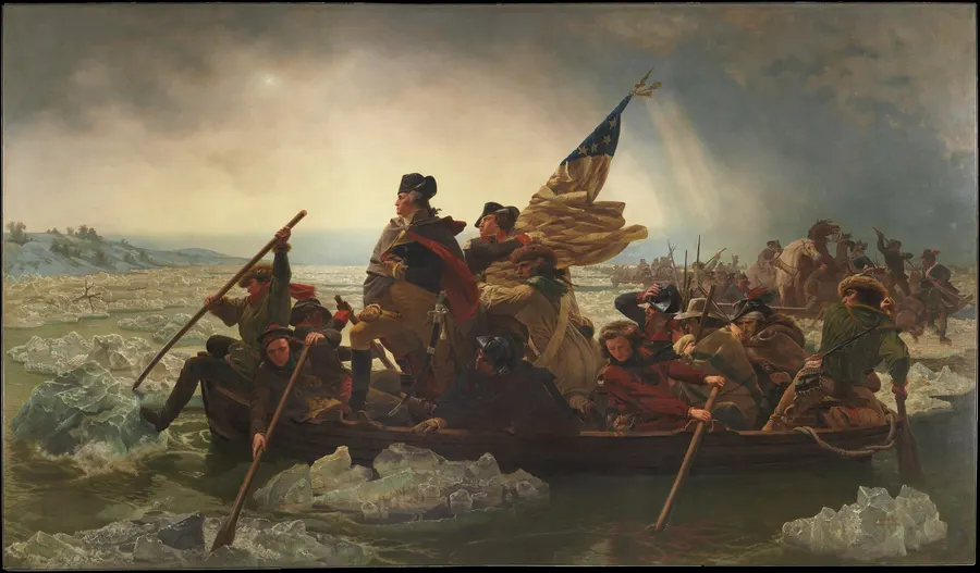 Emanuel Leutze's painting Washington Crossing the Delaware, 1851, in the Metropolitan Museum of Art.
