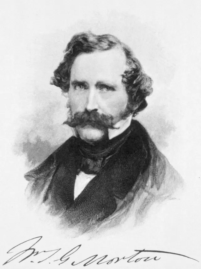 William T. G. Morton, the Boston dentist who first used ether to take out a tooth painlessly.