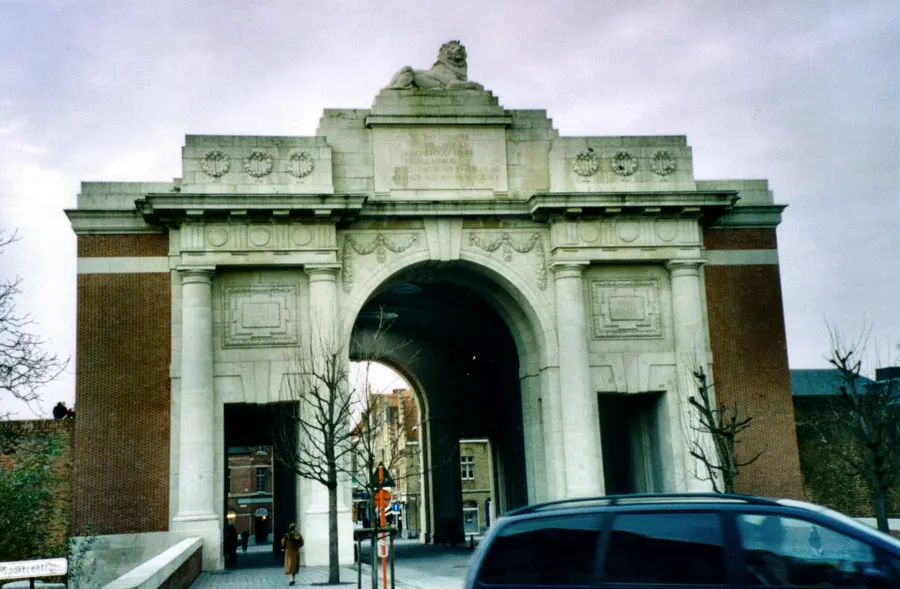 The Menin Gate memorial at Ypres (Ieper) in Belgium